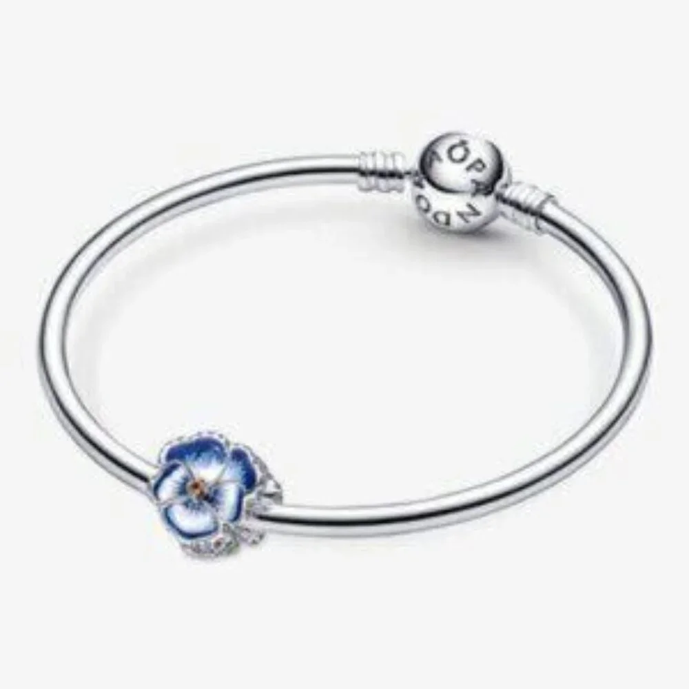 Pandora Blue Pansy Flower Charm